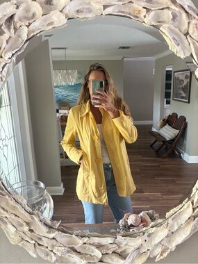 Talbots Womens Vintage Yellow Statement Rain Weather Jacket, Size 8 Medium